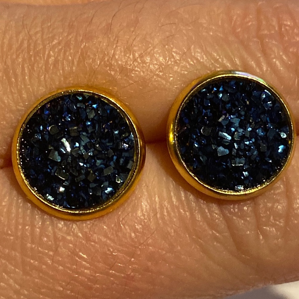 Stainless Steel Resin Druzy Earrings - Picture 4 of 5